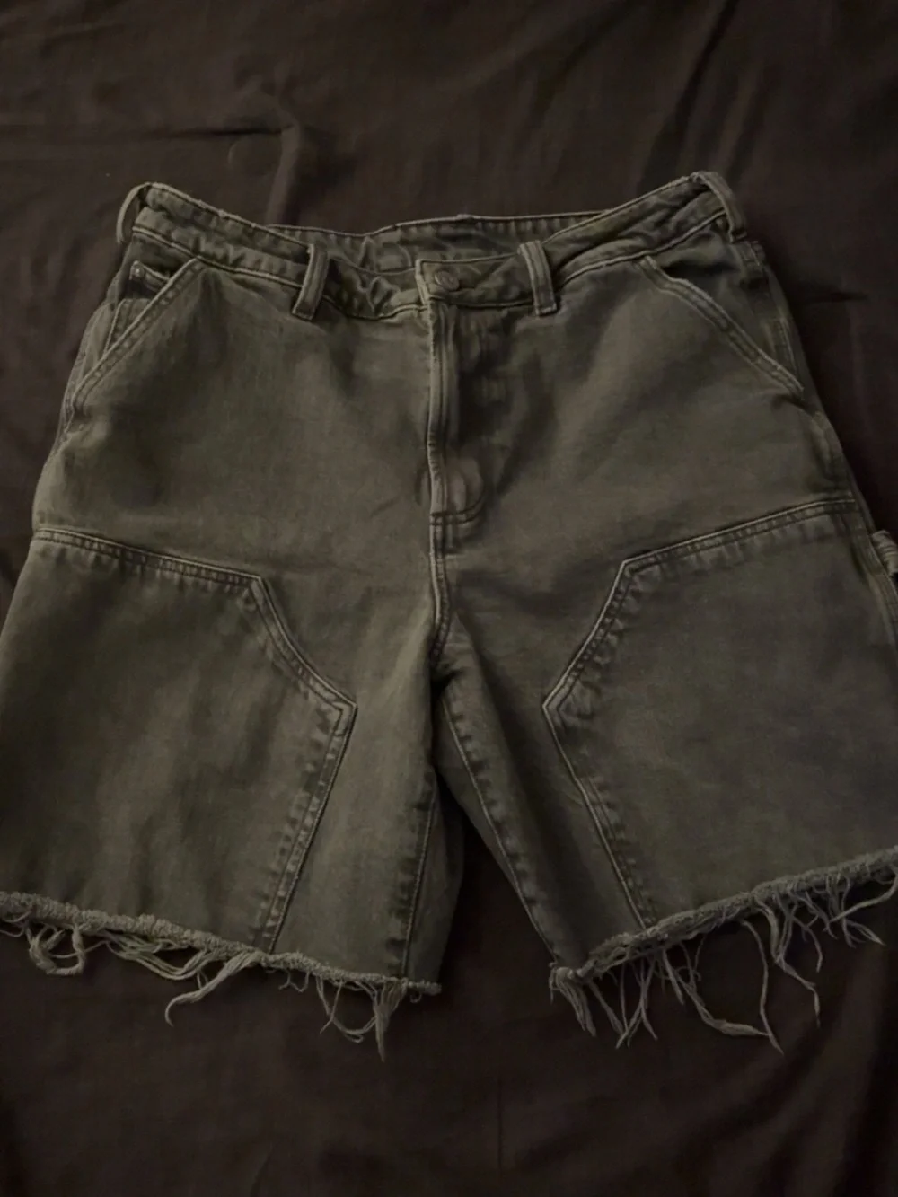 Zara Men's Washed Gray Frayed Hem Jean Shorts